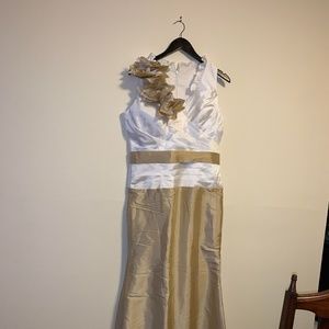 White and Gold Evening Gown-Brand -New Without Tag